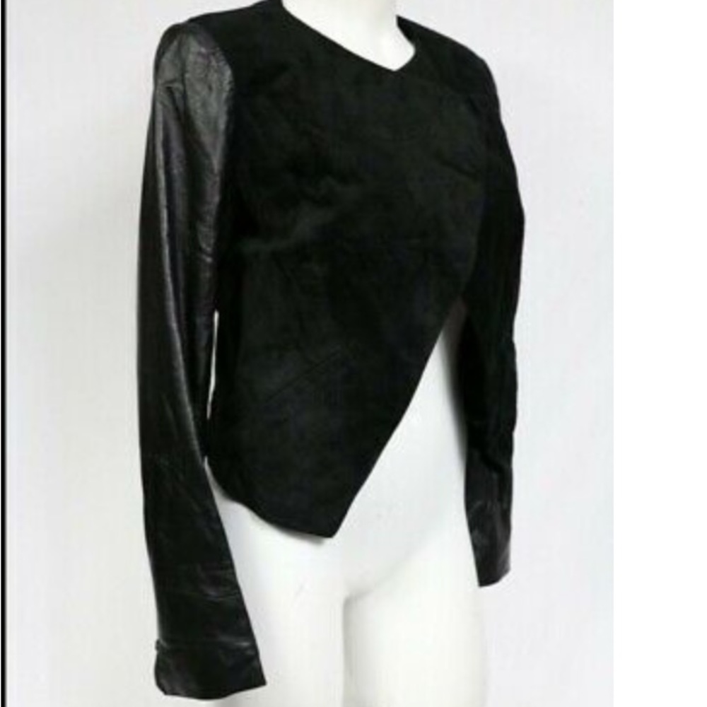Bebe Cropped Leather and Lime jacket